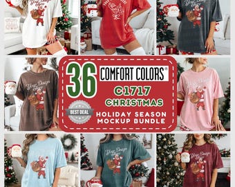 36 Comfort Colors 1717 Tee MOCKUP BUNDLE, Christmas Mockups, Holiday Mockup Bundle, Christmas Morning Mockups,  Cozy Lifestyle Mockups