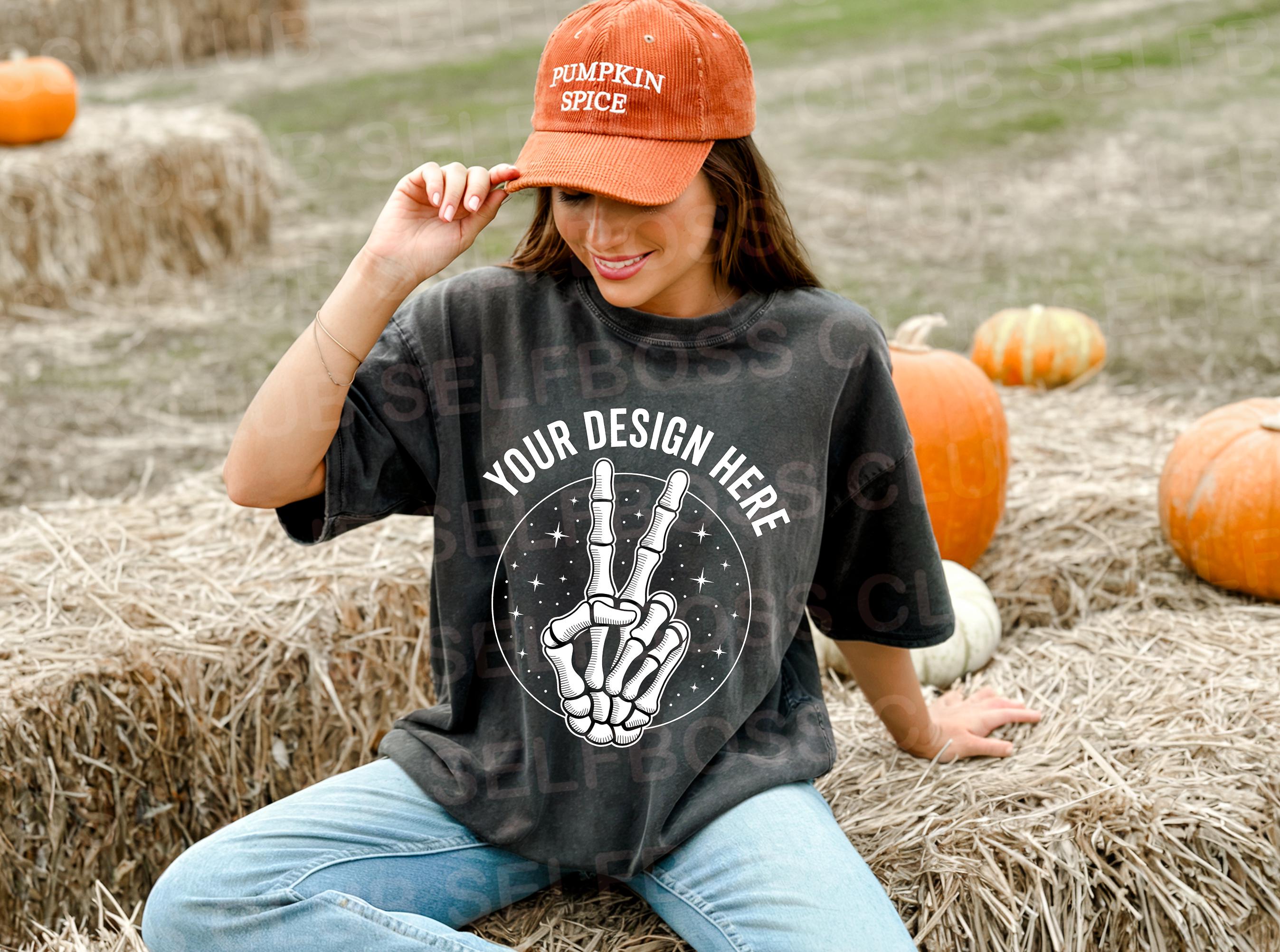 Comfort Colors C1717 Pepper Shirt - Fall Autumn Mockup - Pumpkin Patch Mockup - Model Mockup Tee- Halloween Mockup - Fall Mockup Mockup