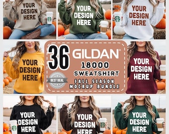 36+ Sweatshirt Mockup Bundle, Women Fall Mockup, BOHO Mockup, Gildan 18000 Mockup, Gildan Sweatshirt Mockup, Gildan G180 Mockup Bundle