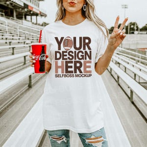 Comfort Colors White T-Shirt Mockup - Fall Football T-shirt Mockup- Baseball Tee Mockup - Game Day Tee Mockup - Fall season mockup - POD