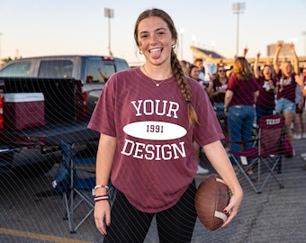 Comfort Colors Brick T-Shirt Mockup - Fall Football T-shirt Mockup- College Tee Mockup - Game Day Tee Mockup - Football mockup - POD mockup