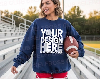 18000 Navy Sweatshirt Mockup, Fußballsaison Mockup, Fußballtrikot Mockup, Gildan Mockup, Sport Sweatshirt Mockup, Spieltag Top Mockup