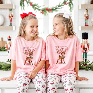 Siblings Pink T-shirt mockup, Christmas Mockups, Toddler Holiday mockup, Comfort Colors CC9018 Tee Mockup, Holiday mockup, Siblings Mockup