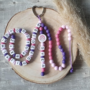 Cadena ABC personalizada, cadena de ábaco, cadena ABC y ábaco con nombre, regreso a clases, regalo de primer día de clases para niñas