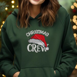 Embroidered christmas Crew Sweatshirt Hoodie/ Santa hat holiday sweater hoodie/Matching Family Christmas festive sweatshirt jumper gift