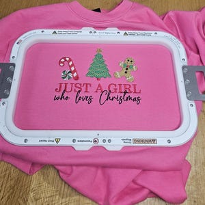 Embroidered Christmas Sweatshirt| Festive Holiday Jumper| Christmas themed Cozy Gift for her | Just a girl who loves Christmas hoodie image 9