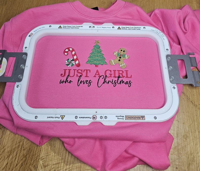 Embroidered Christmas Sweatshirt| Festive Holiday Jumper| Christmas themed Cozy Gift for her | Just a girl who loves Christmas hoodie image 9