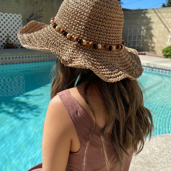 Sun hats, personalized hat, lightweight hat, straw hat, Beach hat, Foldable hat, Summer hat, floppy hat, Boho hat, carolscrafteddesigns