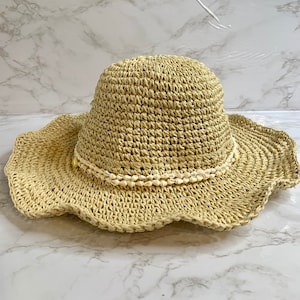 Sun hats for women, Straw hat, Beach hat, Summer hat, Wide brim hat, Garden hat, foldable hat, Seashell hat, lightweight hat, light hat
