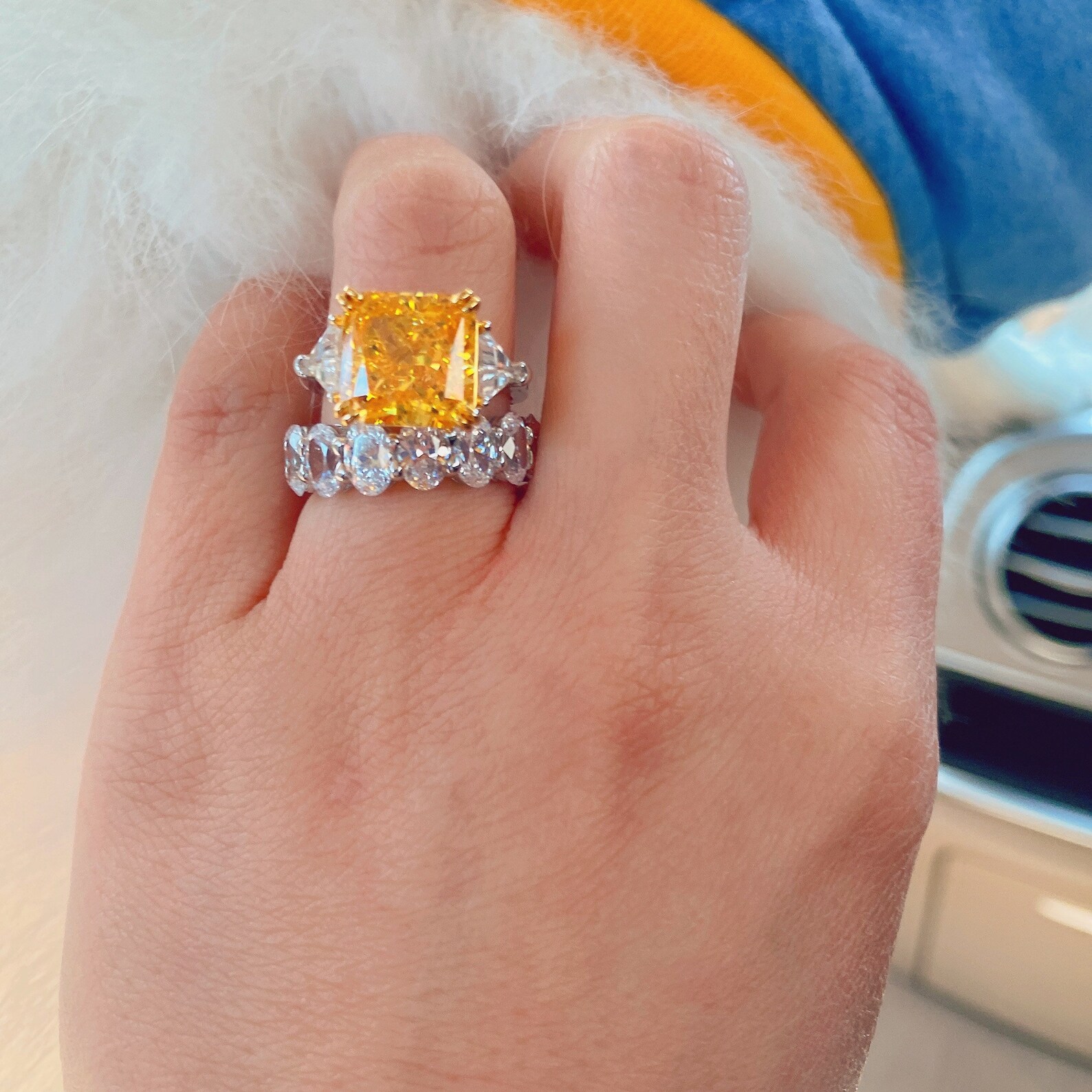 5 carat lab created yellow diamond wedding band set Etsy