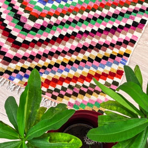 Moroccan Checkered Area Rug: Custom rug with Soft Wool and Colorful Handmade Design for Your Unique Living Room