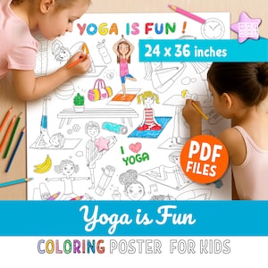 Yoga Poses Coloring Poster for Kids, Jumbo size Activity (PDF)