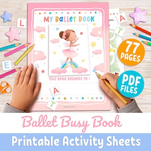 Schede didattiche di BALLETTO per bambini, quaderno stampabile con ballerina, regalo per bambine dell'asilo, educazione alla danza, apprendimento precoce, download immediato