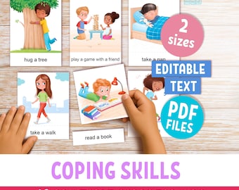 Coping Skills Flashcards for kids: 40 Montessori cards with calming techniques (PDF)