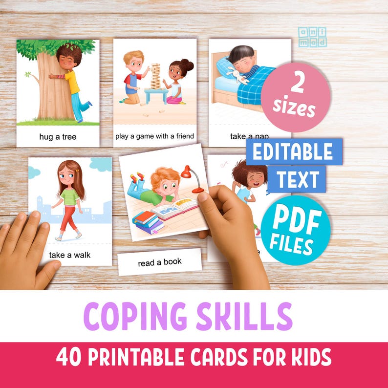 Coping Skills Flashcards for Kids: 40 Montessori Cards With Calming ...