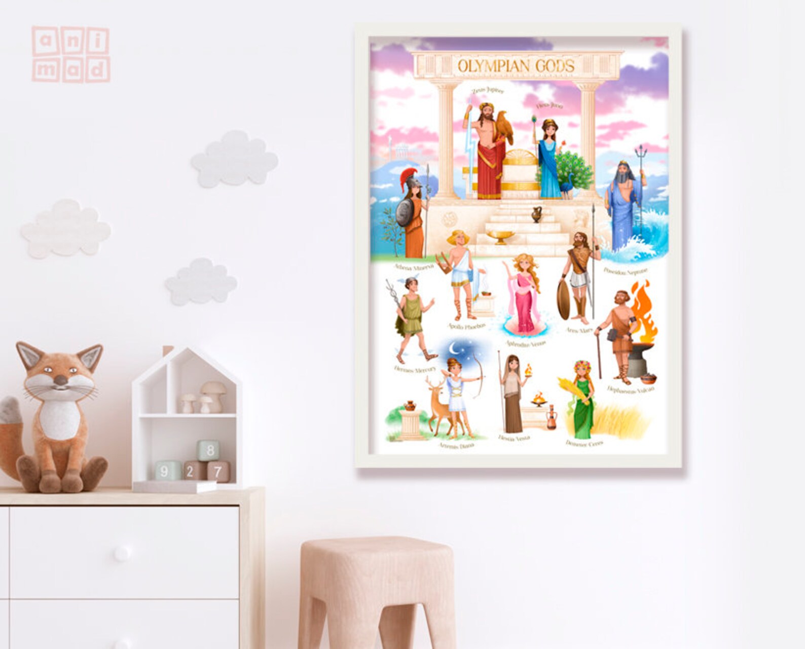 Ancient GREEK &amp; ROMAN Gods Printable Poster for Kids, Greek Mythology ...