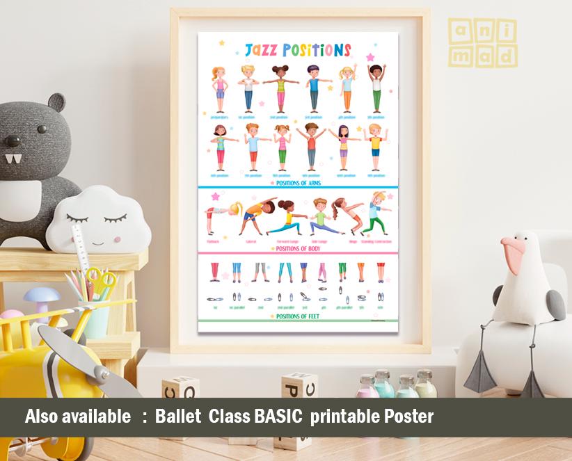 JAZZ DANCE POSITIONS Printable Poster for Kids, Jazz Dance Poses ...