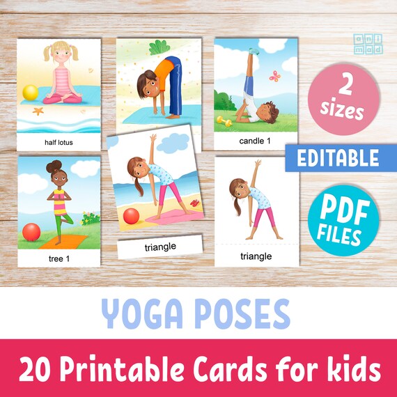 SPORTAXIS- Kids Yoga Poster with Large and Cute Illustrations- Kids Yoga  Exercises- Sturdy and Laminated Kids Yoga Poster- 18