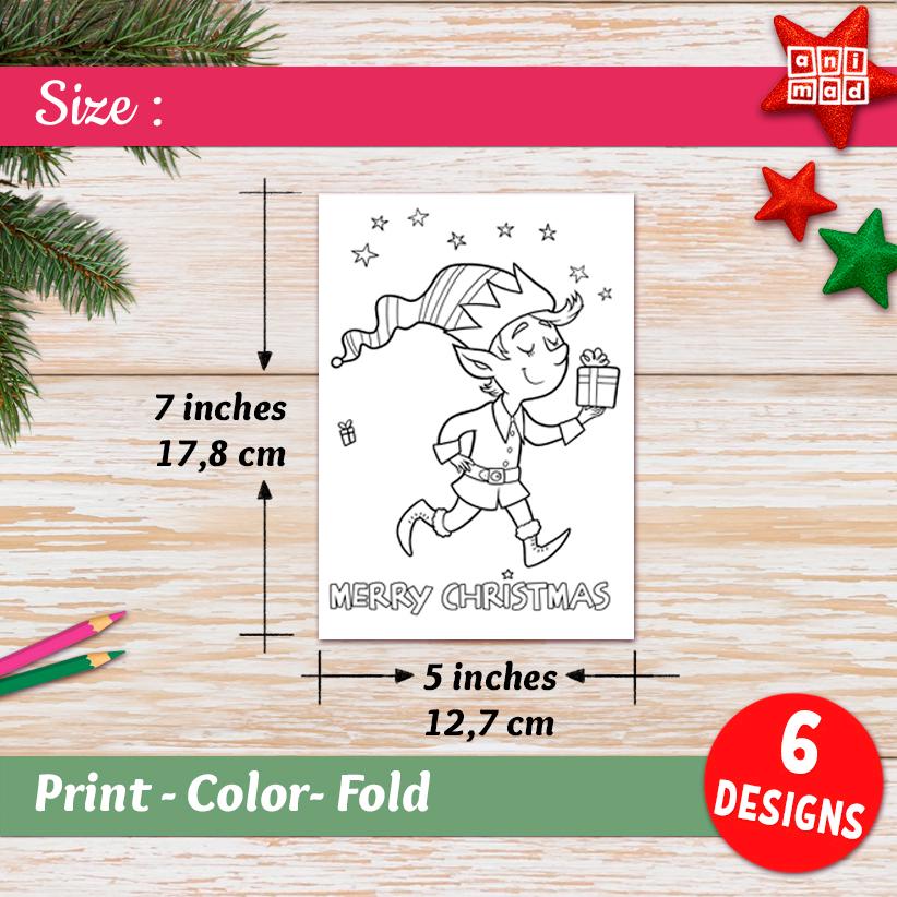 Christmas Coloring Cards for Kids: Printable Holiday DIY Craft (PDF ...