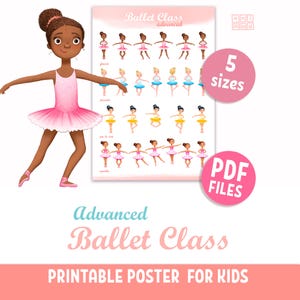 Ballet Positions Poster für Mädchen, Ballerina Posen, druckbares Lernprogramm für Tanz, Tanz, Homeschooling (PDF)