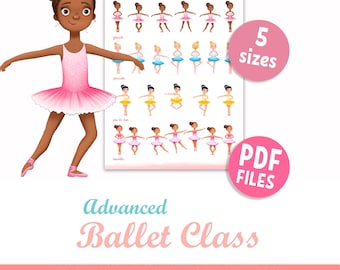 Ballett Position Poster für Mädchen, fortgeschrittene Ballerina Posen, druckbare Lehrtafel für Tanzschule und Schule (PDF)