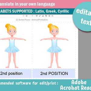 BALLET Poses Printable CARDS for Girls, 23 Montessori Ballerinas Cards ...