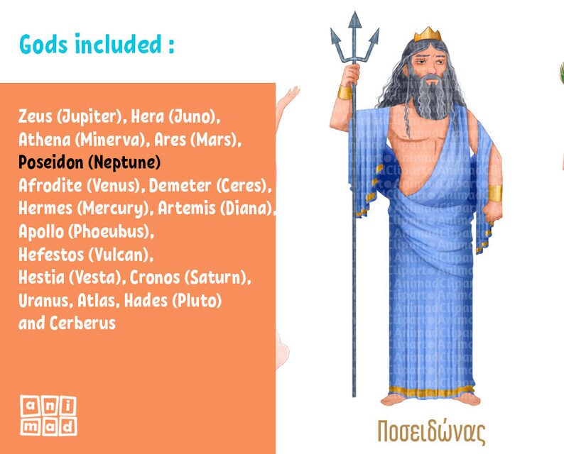 GREEK ANCIENT Greek GODS Printable Poster for Kids Roman Etsy