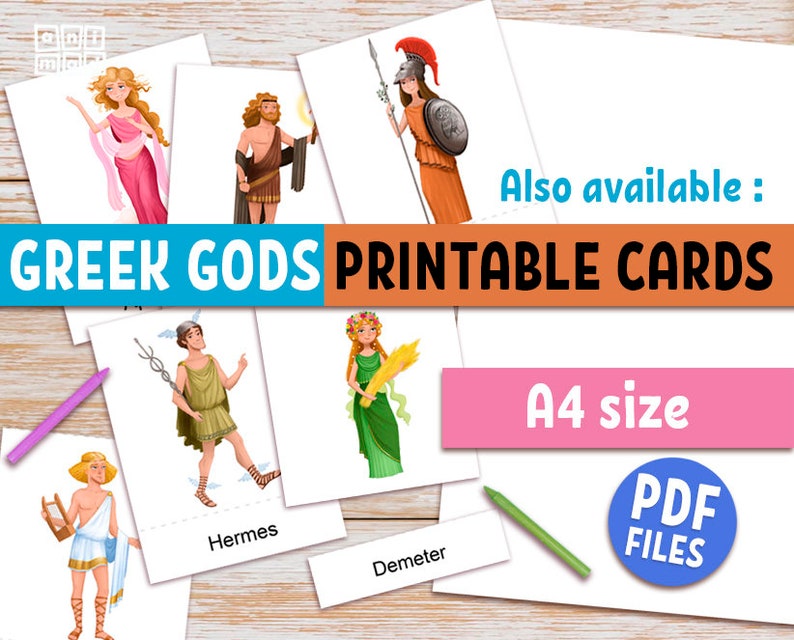 Ancient GREEK &amp; ROMAN Gods Printable Poster for Kids, Greek Mythology ...