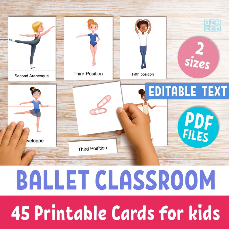 BALLET Poses Boys & Girls Printable Flashcards for Kids, 45 Montessori ...