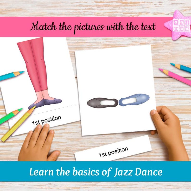 Jazz Dance Positions Flashcards for kids: Montessori 3-part cards for classroom & homeschool (PDF) image 14
