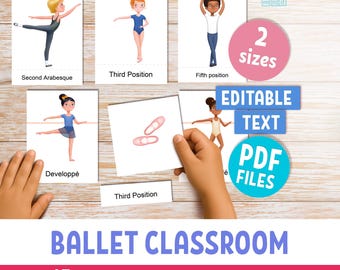 BALLET poses flashcards for boys & girls, 45 Montessori printable cards, classroom and homeschool resources, PDF