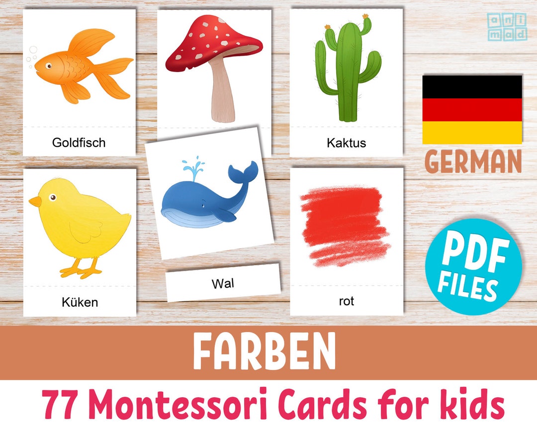 GERMAN for Kids COLORS Printable Cards for Kids 77 - Etsy
