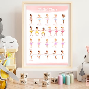 BALLET POSES Printable Poster for Girls, Ballet Class Basic Ballerina ...
