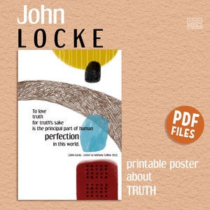 John Locke inspirational philosophy quote printable poster for office and classroom decor, philosophy minimalistic wall art gift