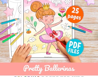 Ballett-Malseiten für Kinder: 25 Ballerina-Seiten zum Ausdrucken, Party-Tanzspaß (PDF)