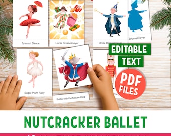 Nutcracker Ballet Flashcards for kids: 26 Montessori Christmas Activity Cards, ballet teachers, homeschool (PDF)