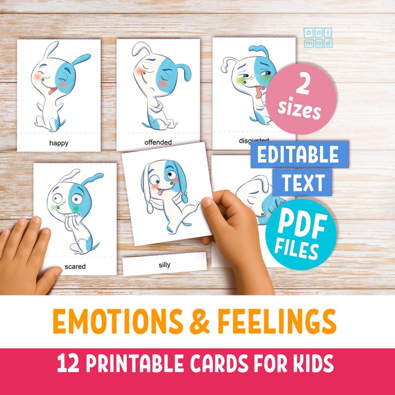 Dog Emotions & Feelings Flashcards for Kids: Montessori 3-part ...