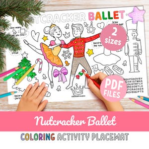 The Nutcracker Ballet Activity Placemat: Christmas Coloring Page for Kids (PDF Digital Download)