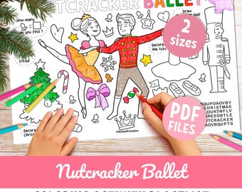 Der Nussknacker-Ballett-Tischset: Weihnachtsmalseite für Kinder (PDF Digitaler Download)