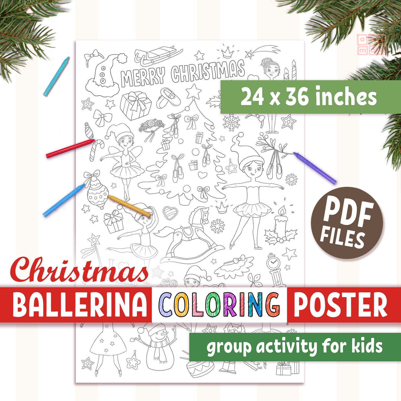 CHRISTMAS BALLERINAS Printable Coloring Poster for Girls - Etsy