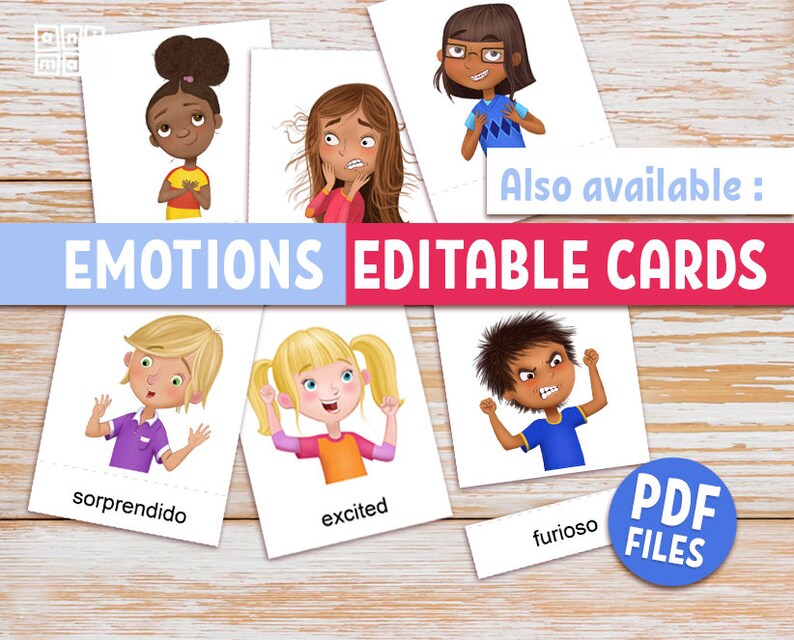 EMOTIONS & FEELINGS Printable Poster for Kids in Spanish, PDF Digital ...