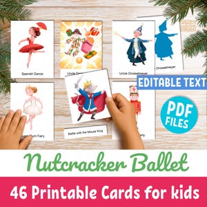 Nutcracker Ballet Printable Flashcards for kids, Christmas Ballet Learning Gift, Montessori 3-Part Cards, Dance education resource, PDF file