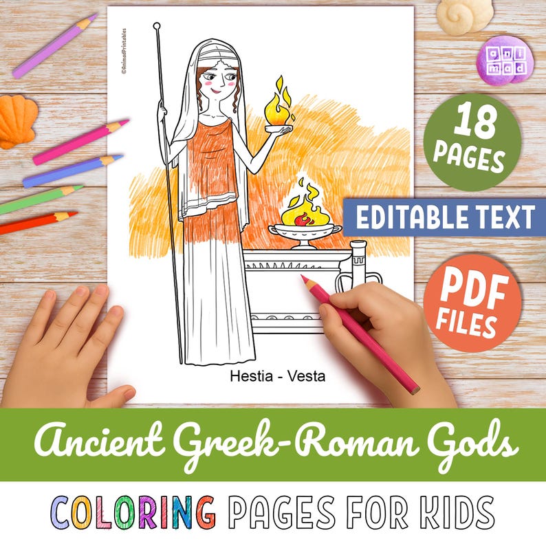 Ancient Greek & Roman Gods Printable Coloring Pages for Kids With ...
