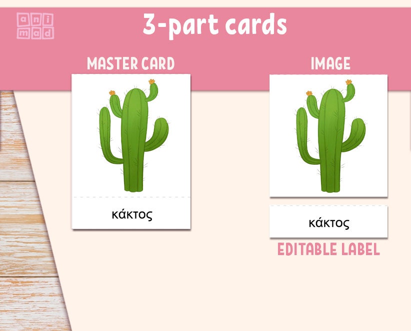Greek & English Colors Flashcards: Montessori Vocabulary 3-part Cards ...