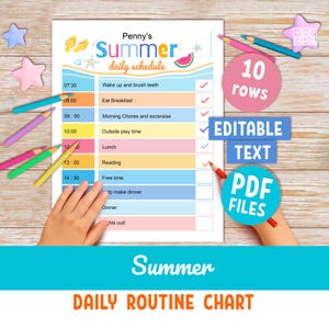 Horario de verano editable para niños: Lista de verificación imprimible (Descarga PDF)