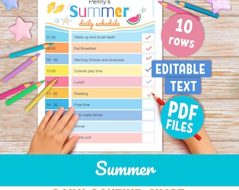 Editable Summer Daily Schedule for Kids: Printable Checklist (PDF Download)