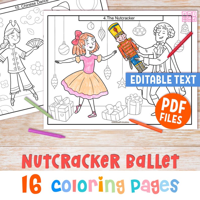NUTCRACKER Ballet COLORING PAGES for Kids, Simple & Easy Printable ...