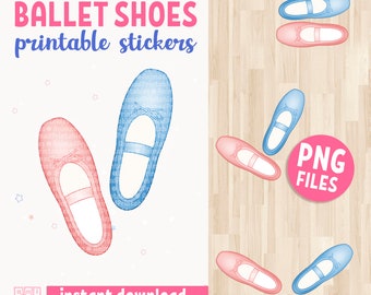 Ballet Shoes Printable Stickers for Kids, Real size printable Shoes to Learn Ballet Moves, instant download PNG files, ballet steps traces