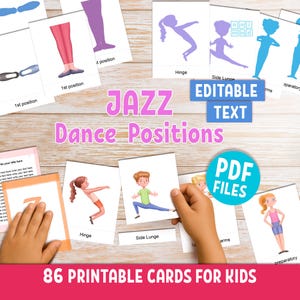 Jazz Dance Positions Flashcards for kids: Montessori 3-part cards for classroom & homeschool (PDF)