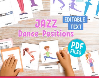 Jazz Dance Positions Flashcards for kids: Montessori 3-part cards for classroom & homeschool (PDF)